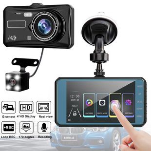 صفحه لمسی ضبط رانندگی 4 اینچی با لنز دوگانه HD ضبط حریم خصوصی 1080P با تصویر معکوس در عرض 48 ساعت ارسال می شود