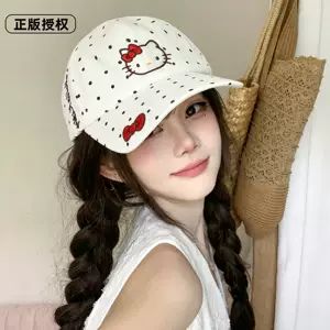 کلاه بیسبال زنانه سانریو طرح خالخالی کیتی، ضدآفتاب، کوچککننده صورت و هماهنگ با استایل