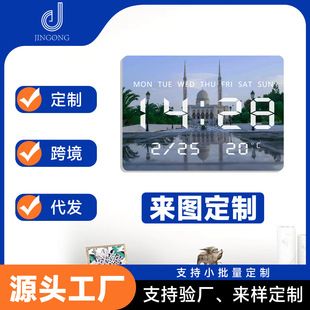 ساعت دیواری LED جدید با نمایش دما و رطوبت، قابل تنظیم، مناسب عمده