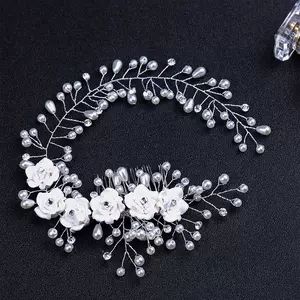 شانه موی کرهای شیک و ظریف، شانه گلدار عروس، اکسسوری مو برای عکاسی در آتلیه و آرایش عروس