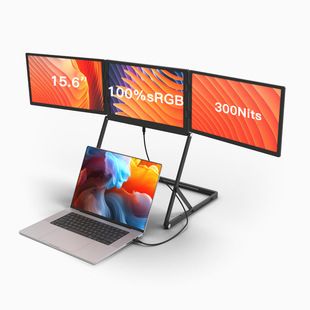 مانیتور سهگانه ۱۵.۶ اینچی قابل حمل برای لپتاپ، IPS با ساختار آلومینیومی تاشو