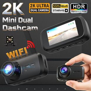 دوربین خودرو دو لنز 2K با صفحه 3 اینچ، ضبط جلو و عقب، ارسال 48 ساعته