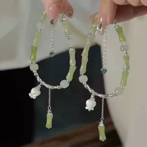 دستبند زنانه جدید به سبک چینی مدرن با طرح زنگوله و بامبو، مدل خاص و شیک، الهامگرفته از سبک سلطنتی چین، بسیار زیبا و جذاب