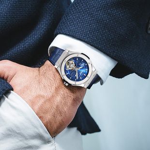 ساعت مچی مردانه مکانیکی تمام اتوماتیک با طرح خالکوبی ستاره و اقیانوس