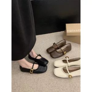 کفش زنانه مری جین تخت، کف نرم، یقه کوتاه، مدل ۲۰۲۶ پاییزی، مناسب محل کار، بند یکتکه، ساده و همهکاره