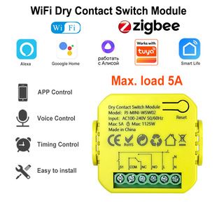 سوئیچ هوشمند تماس خشک کنتاکت WiFi/Zigbee رله SPDT زمان بندی کنترل از راه دور سازگار با Tuya