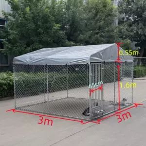 3x3x2.15 متر ضخیم شده اتاق فوق العاده بزرگ در فضای باز سگ خانگی سنگین قفس در حال اجرا قفس سگ گالوانیزه تهویه ضد آفتاب ضد آفتاب