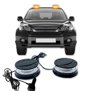 چراغ هشدار سقفی خودرو با پایه مغناطیسی LED زرد 12-24 ولت