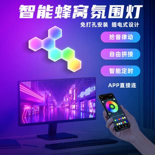چراغ دیواری LED شش‌ضلعی هوشمند بلوتوثی مدرن RGB