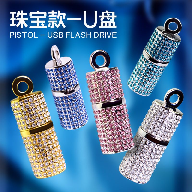 طراحی جواهرات کریستال استوانه ای 2025 با سرعت بالا USB3.0 Metal U Disk ذخیره سازی با ظرفیت بزرگ نسخه اروپایی USB 2.0 فلزی کاملاً جدید