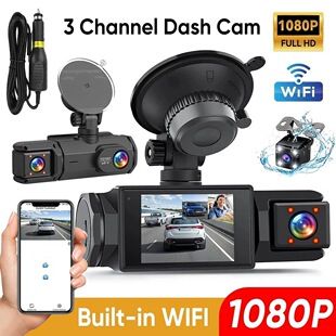 ضبط کننده رانندگی با وضوح بالا 1080P صفحه نمایش همزمان سه لنز با تصویر معکوس تلفن همراه WIFI ماشین DVR ظرف 48 ساعت ارسال می شود