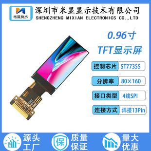 نمایشگر TFT 0.96 اینچ IPS با کنترلر ST7735 و پین‌های 8 پین
