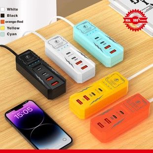 شارژر دیواری چند پورت PD با کابل تایپ سی و USB