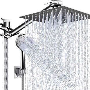 ست دوش حمام کروم با بازوی بلند و دوش دستی
