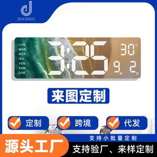 ساعت دیواری LED جدید با دما و رطوبت، سبک ساحلی، قابل سفارش