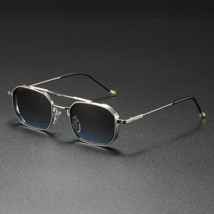 عینک آفتابی مد مربع جدید 2025 تجاری اروپایی و آمریکایی عینک دوبل فلزی عینک مردانه یکپارچهسازی با سیستمعامل تحویل ظرف 48 ساعت
