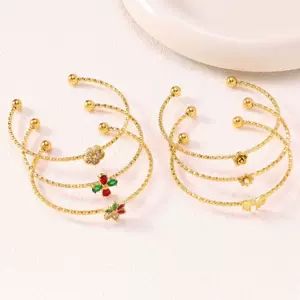 دستبند زنانه طرح چهاربرگ و قلب، استیل، ظریف و خوش‌ساخت، مناسب برای استفاده تکی یا لایه‌ای