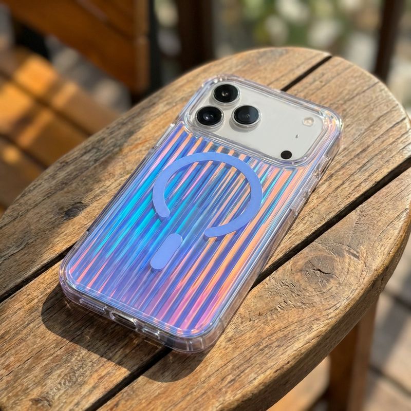 قاب گوشی تلفن همراه راه راه مناسب برای Apple 18pro laggage stripe laser 18pm پوسته مغناطیسی نیمه تراوا 18 پوشش محافظ محافظ تلفن همراه...حجم فروش TOP10%
