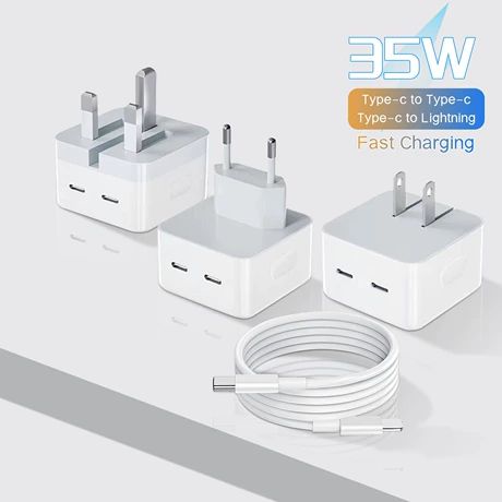 شارژر PD35W دو پورت Type-C با استاندارد اروپایی و آمریکایی سازگار با اپل