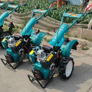 میکرو تیلر دیزلی با اتصال مستقیم پیشرفته، تیلر چرخشی شل کننده خاک سخت، تیلر چهار چرخ متحرک استارت برقی 195