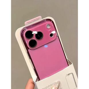 قاب شیشه ای صورتی دخترانه داغ مناسب برای iPhone17promax قاب گوشی موبایل اپل 16 15 جدید 14 دسته مخلوط زن همه جانبه ظرف 48 ساعت ارسال می شود