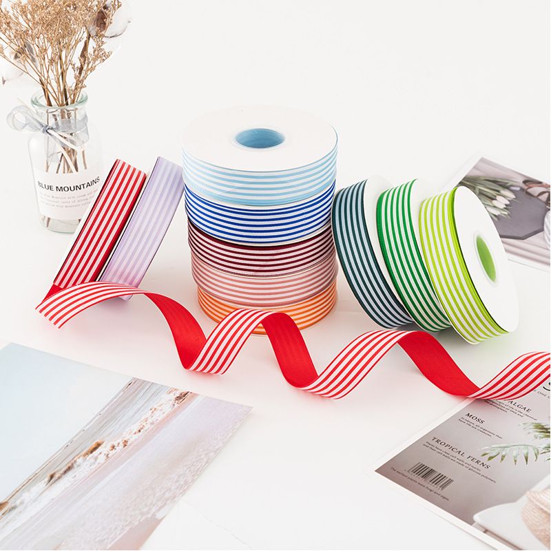 تولید کننده دسته گل روبان راه راه دو طرفه عرض 2.5 سانتی متر بسته بندی هدیه لوازم جانبی مو جعبه هدیه بسته بندی کیک فروش روبان DIY TOP10%