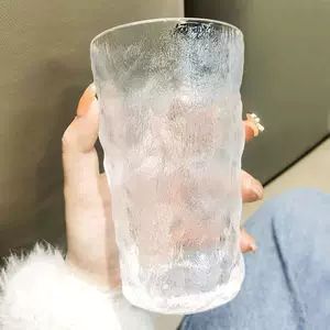 لیوان شیشهای خانگی شیک و شفاف برای آبمیوه و نوشیدنی، مدل بلند و زیبا به سبک اینستاگرامی