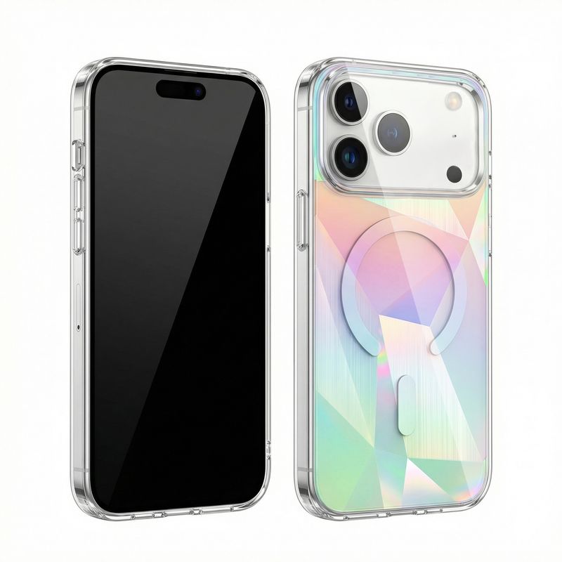 مناسب برای قاب گوشی موبایل Apple 17Pro هندسی مثلثی iphone18promax رنگی پوشش مکش مغناطیسی محافظ تلفن همراه 15/16/17...حجم فروش TOP10%