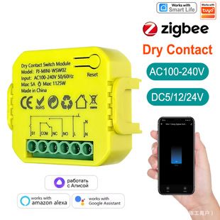 سوئیچ هوشمند خشک کنتاکت رله Zigbee تک قطبی ریموت کنترل زمانبندی دو پرتابی 100/240 ولت سازگار با Tuya