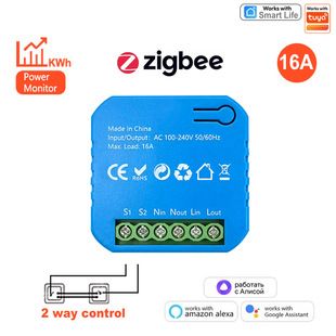 سوئیچ هوشمند Zigbee سوئیچ 16A کنترل دو طرفه از صدای الکسا با Google Tuya سازگار پشتیبانی می کند