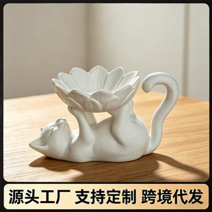ظرف جواهرات سهبعدی گربه و نیلوفر