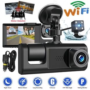 دوربین خودرو C309 با صفحه‌نمایش 2 اینچ، سه لنز 1080P، ضبط 3 کاناله، دید در شب