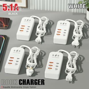 پریز برق ۳ خروجی با ۳ پورت USB و شارژر ۱۰ واتی، استاندارد اروپا و آمریکا