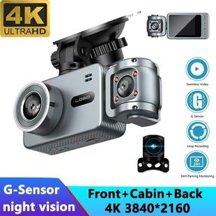 دوربین خودرو 4K سه لنز وای‌فای با تصویر عقب
