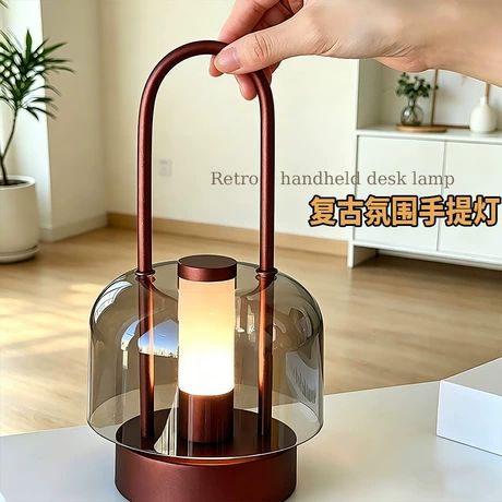 چراغ رومیزی وینتیج شارژی با نور سهرنگ و لمسی