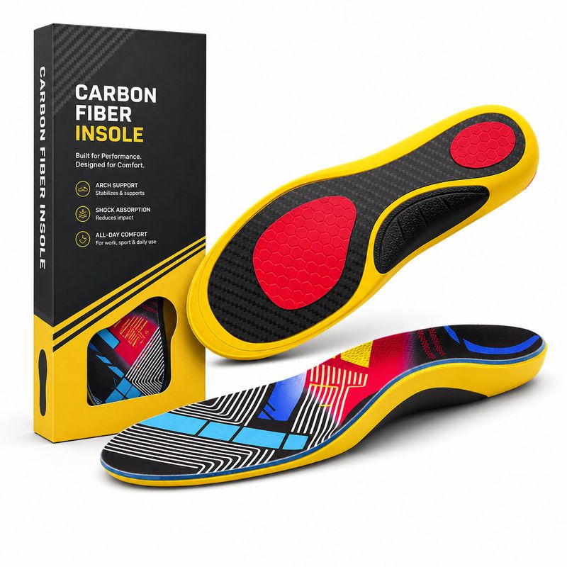 کفی ورزشی صفحه فیبر کربن سفارشی آمازون با پشتیبانی از قوس، کفی ضد لغزش با ضربه گیر با الاستیک بالا، ماندگاری طولانی مدت، چاپ کامل کفی، یونیسکس / قابل استفاده برای مردان و زنان