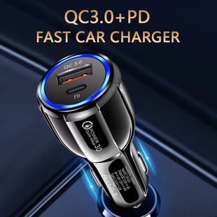 شارژر خودرو PD20W با حلقه نور بولینگ QC3.0+PD 20W