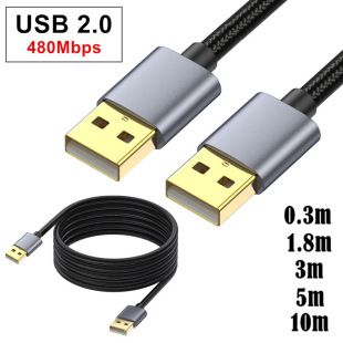 480 مگابیت بر ثانیه با روکش فلزی سر فلزی مش پنبه ای کابل داده هارد USB AM به AM مناسب برای دوربین های دیجیتال و غیره تحویل 48 ساعت