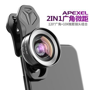 لنز موبایل APEXEL HD5 بدون اعوجاج، دوکاره واید و ماکرو، مناسب دوربین و موبایل