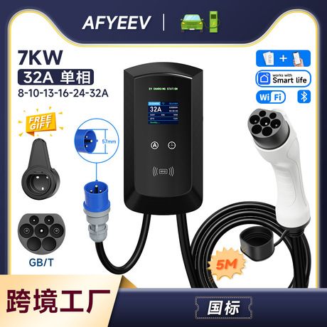 شارژر خودرو برقی GBT 8A-16A با نمایشگر، ایستگاه شارژ خانگی 11kw/22kw