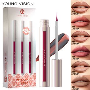YOUNG VISION 3 عددی مداد خط لب نوک تیز جداشونده، خط لب کششی، آسان برای آرایش لب