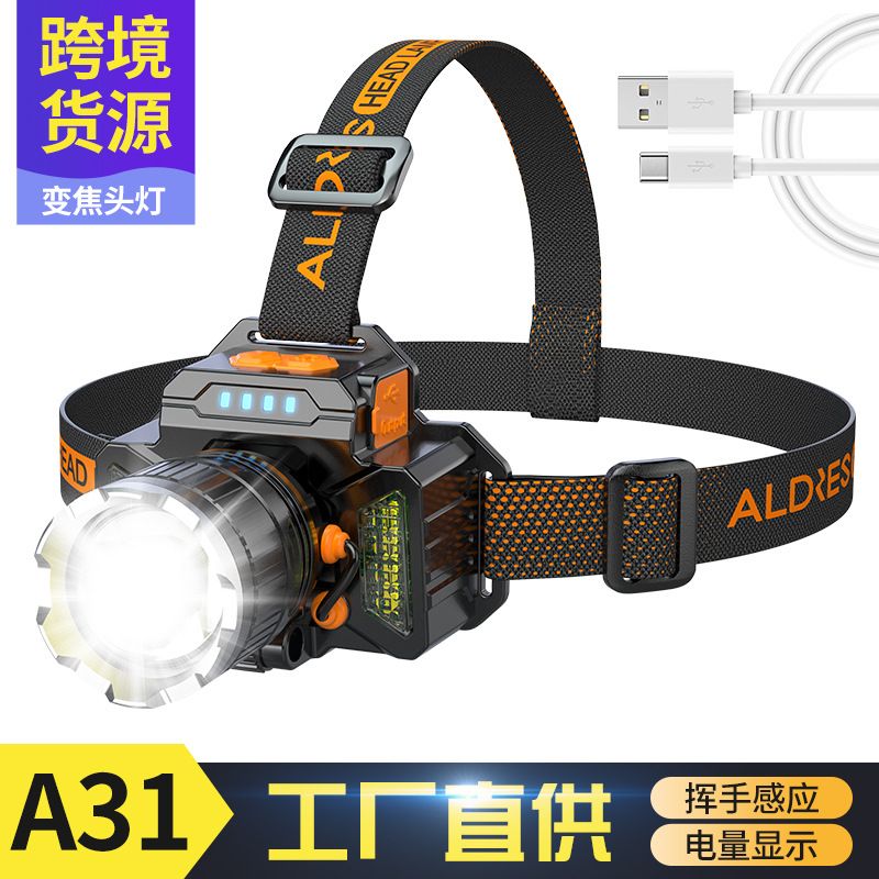 LED جدید با قدرت بالا القایی قابل شارژ چراغ جلوی نور قوی با زوم در فضای باز چراغ ماهیگیری سر نصب شده در فضای باز عمده فروشی LED ماهیگیری شبانه قابل شارژ