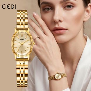 ساعت مچی زنانه کلاسیک بیضی طلایی گدی