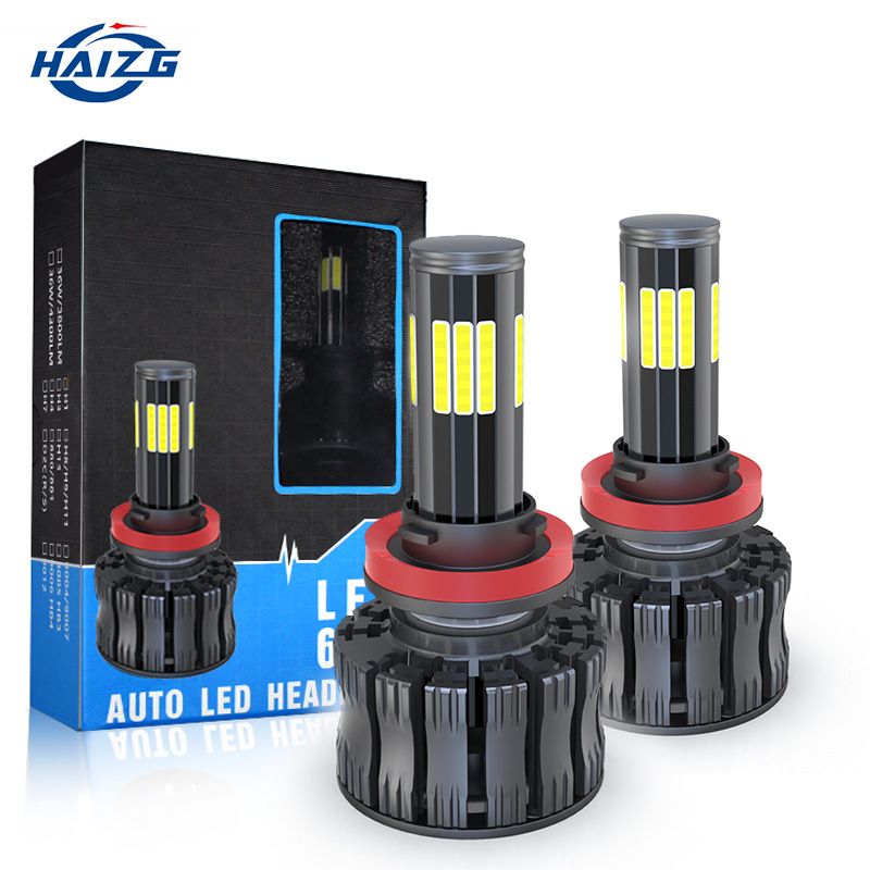 چراغ جلوی LED خودروی جدید HAIZG 12 وجهی روشنایی 360 درجه H7H11 H4 نور بالا و پایین چراغ LED اصلاح شده چراغ جلوی LED آلومینیومی حمل و نقل هوایی MT/گیربکس دستی