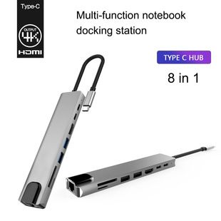 هاب 8 در 1 تایپ سی HDMI USB 3.0 PD کارتخوان RJ45