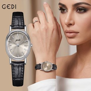 ساعت مچی زنانه بیضی طرح مینیمال چرمی ضدآب