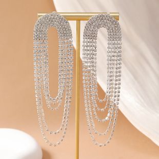 گوشواره بدلیجات چندلایه منگوله ای اغراق شده با الماس اغراق شده، گوشواره های شخصی افراد مشهور اینترنتی شیک و بلند، تحویل دسته ای مختلط ظرف 48 ساعت