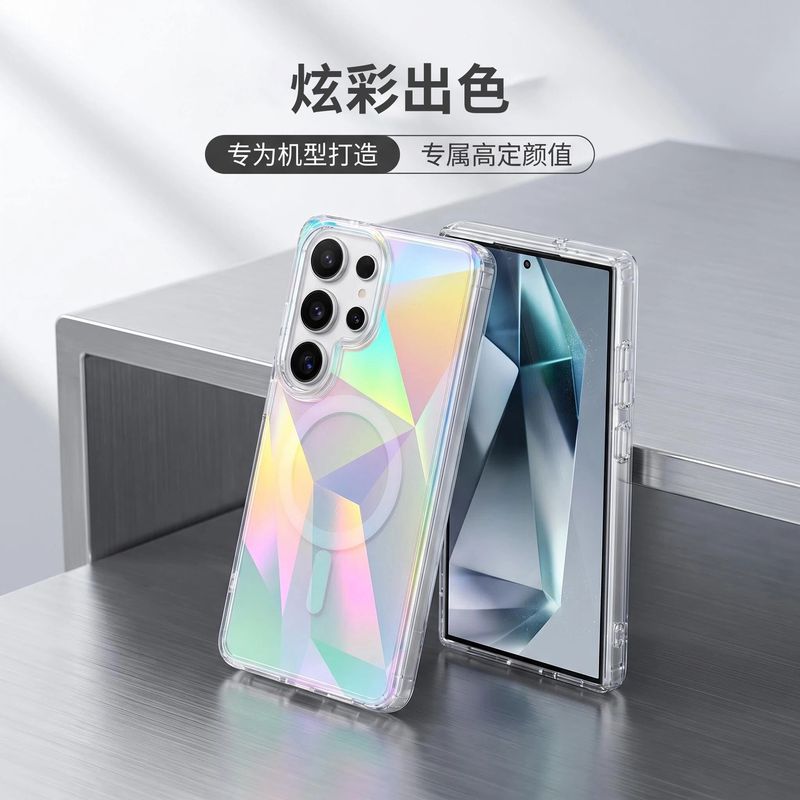 مناسب برای قاب گوشی موبایل سامسونگ s26 آبکاری رنگ هندسی Samsung s26 ultra magnetic case s25 رنگارنگ ضد ریزش آبکاری رنگی IMD رنگارنگ