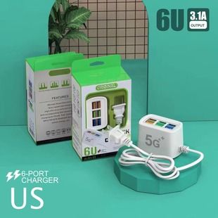 شارژر چند پورت USB با 6 خروجی و 3.1 آمپر، سازگار با اندروید