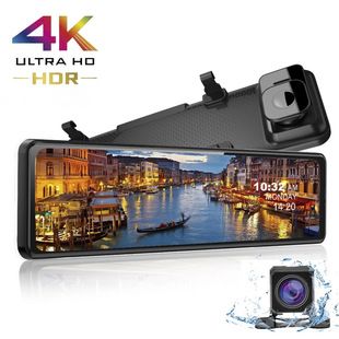 دوربین دنده عقب ۱۲ اینچ 4K و 1080P دو لنز با وای‌فای